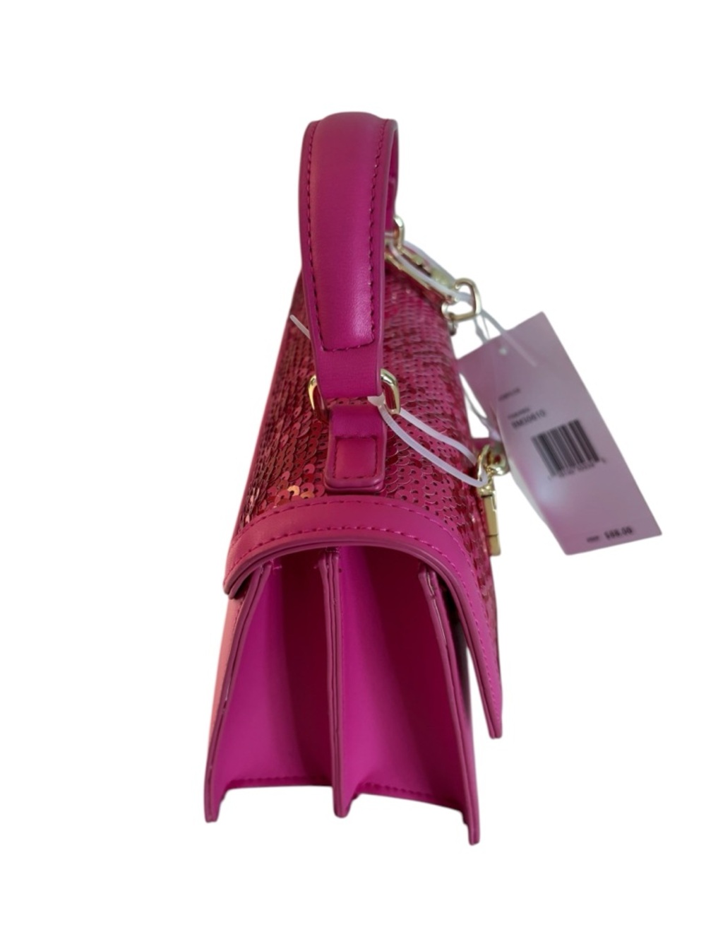 Betsey Johnson Pink Sequin Top-Handle Satchel Crossbody Bag - Picture 5 of 7